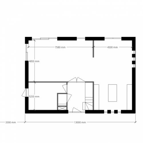 Carport 3,0 x 6,0 m1 met doorgaande luifel t.p.v. de voorgevel (Casco)
